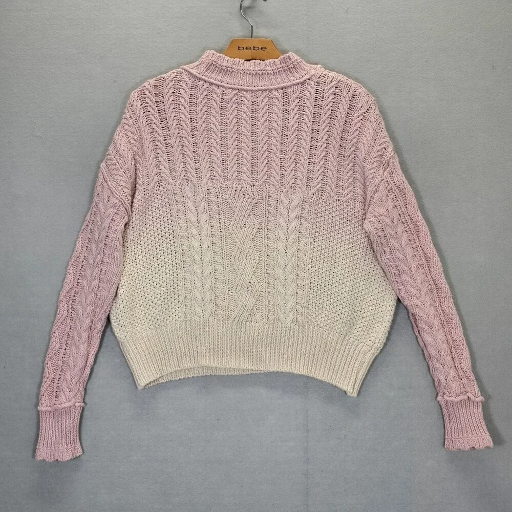 Anthropologie Pink White Ombre Dip Dye Knit Sweater Women's Size Small